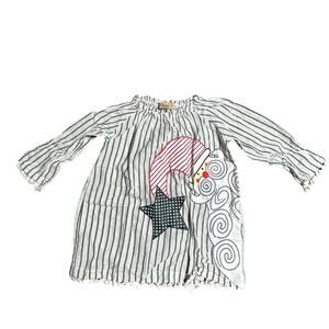 Catpapa Black & White striped babies Christmas Dress size 12-18 months